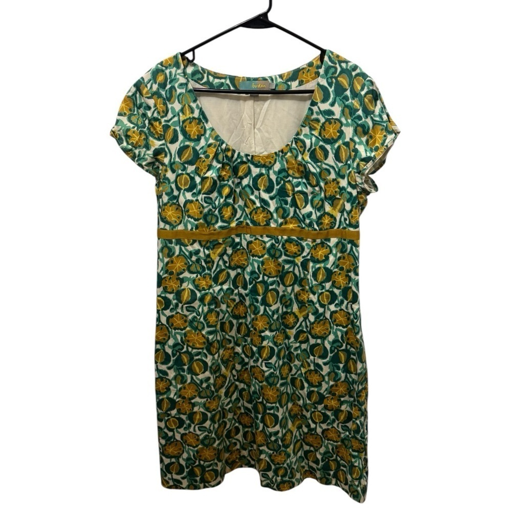 Boden Green and Yellow Floral Dress Size 14